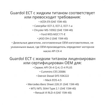 Масло Phillips 66 Guardol ECT Motor Oil (TI, СК4) 15W40 3.785 L CUMMINS 13811