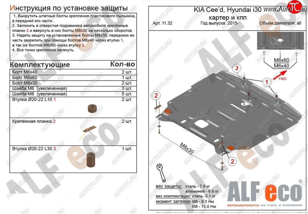 4 499 р. Защита картера двигателя и КПП Alfeco KIA Cerato 4 BD дорестайлинг седан (2018-2021) (Сталь 2 мм)  с доставкой в г. Керчь