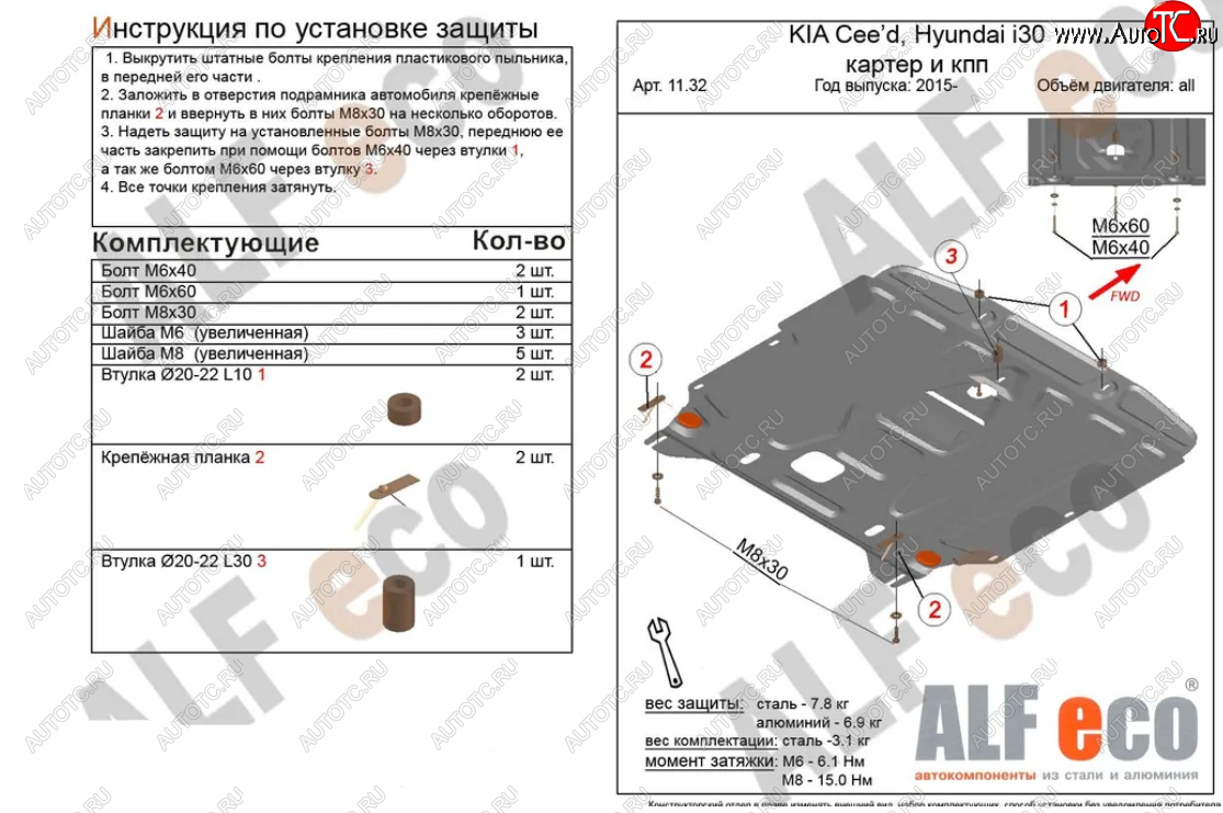 4 499 р. Защита картера двигателя и КПП Alfeco KIA Cerato 3 YD рестайлинг седан (2016-2019) (Сталь 2 мм)  с доставкой в г. Керчь