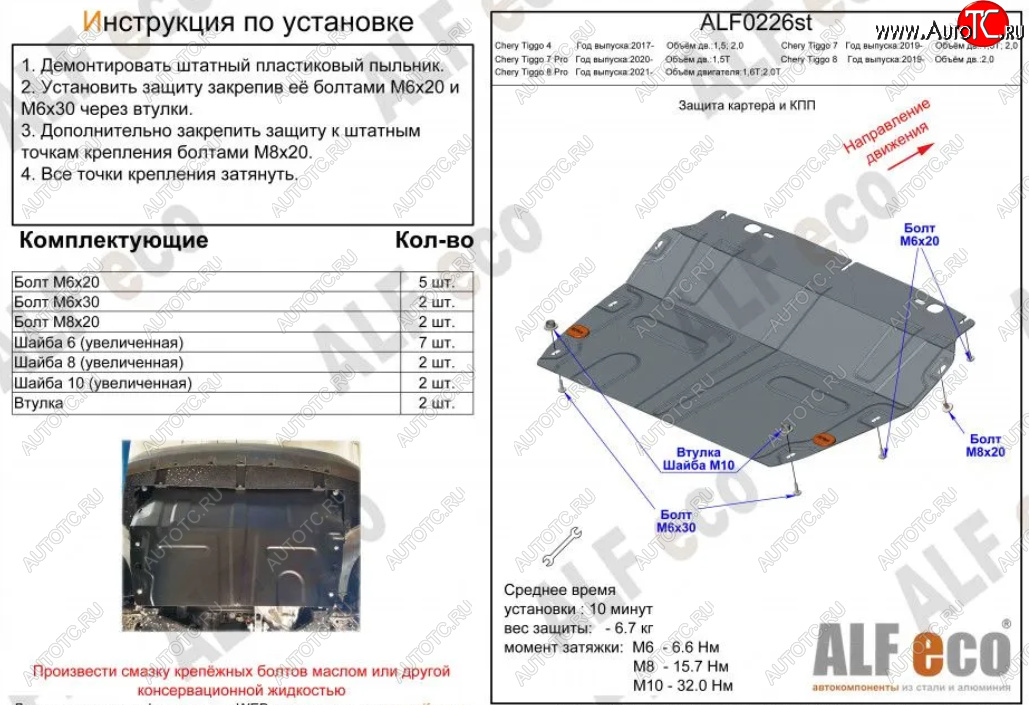 11 699 р. Защита картера двигателя и КПП (V-1,5T;2,0, малая) ALFECO Chery Tiggo 7 (2020-2025) (Алюминий 4 мм)  с доставкой в г. Керчь