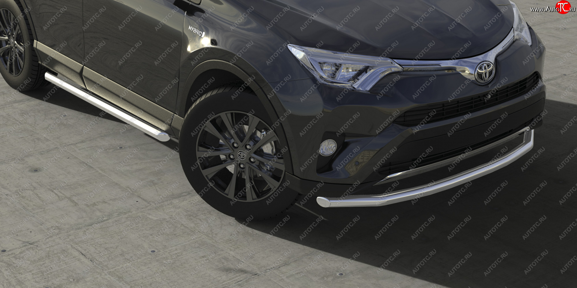 4 649 р. Защита переднего бампера d57 Arbori нерж. сталь для TOYOTA RAV4 2015-2018  Тойота Рав 4 Arbori afzdatr41502  с доставкой в г. Керчь