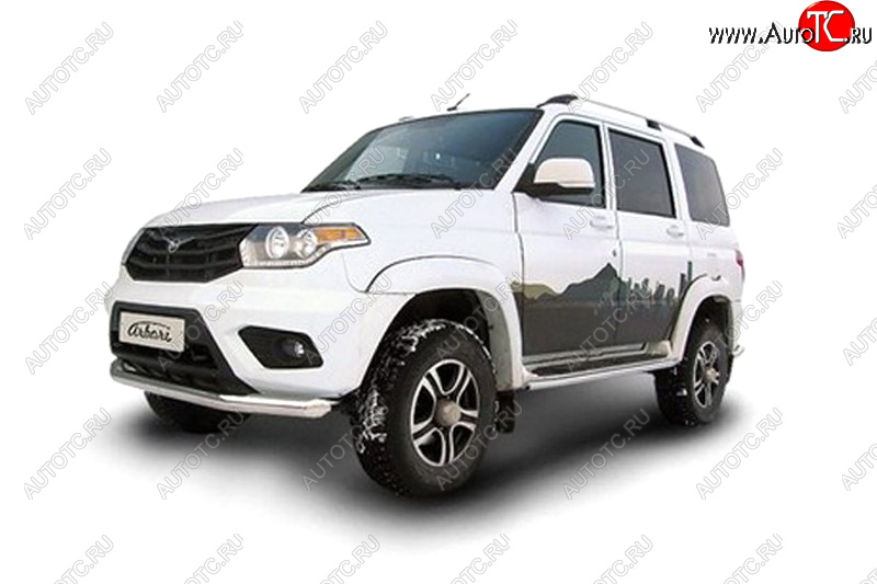 20 399 р. Защита переднего бампера d76 Arbori нерж. сталь для UAZ PATRIOT 2014-нв  Патриот Arbori afzdaup1402  с доставкой в г. Керчь
