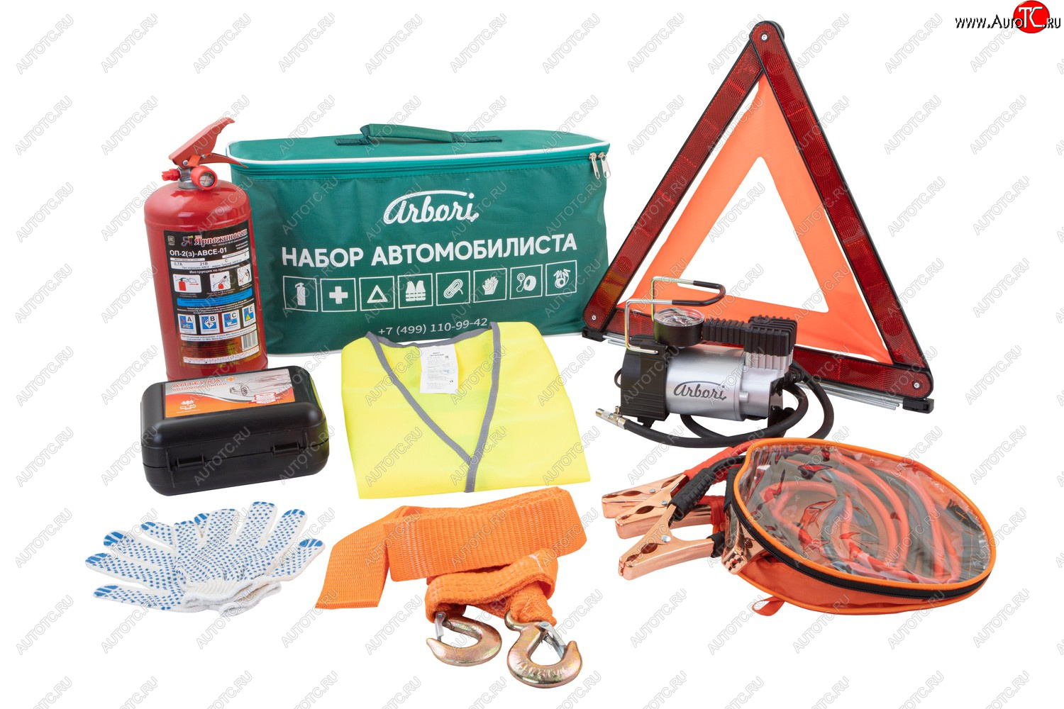 6 599 р. Автомобильный набор ARBORI Extra (Basic + трос 5 т, компрессор 35 л, провода) Arbori afek.extra.01  с доставкой в г. Керчь