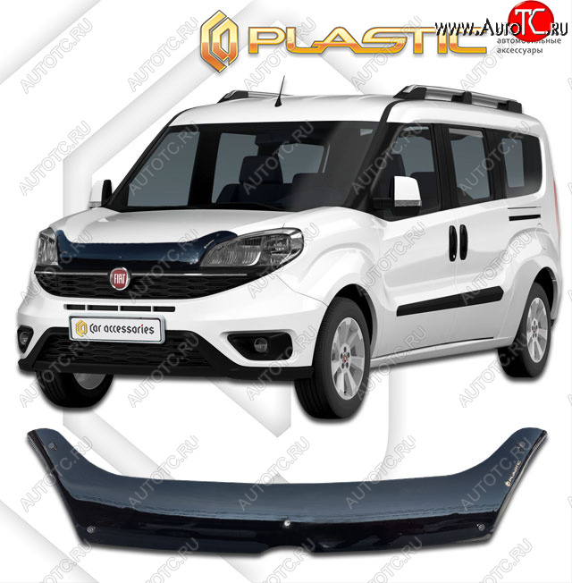 1 899 р. Дефлектор капота CA-Plastic Fiat Doblo 263 рестайлинг (2015-2022) (classic черный, без надписи)  с доставкой в г. Керчь