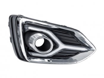 Правая решетка переднего бампера (с отверстием под ПТФ, пр-во Китай) BODYPARTS Hyundai Solaris HCR седан дорестайлинг (2017-2020) (вставка хром)