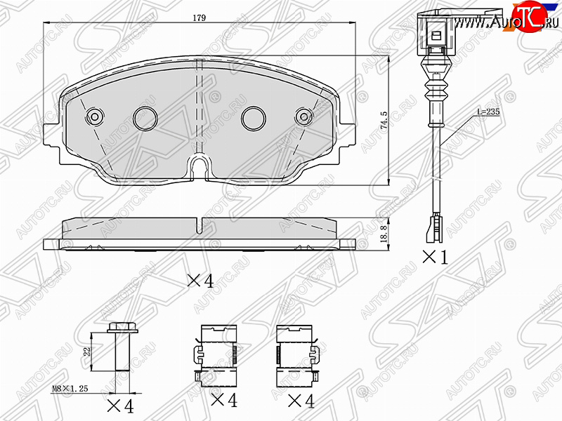 1 579 р. Колодки тормозные SAT (передние)  Volkswagen Teramont  CA1 (2016-2020) дорестайлинг  с доставкой в г. Керчь