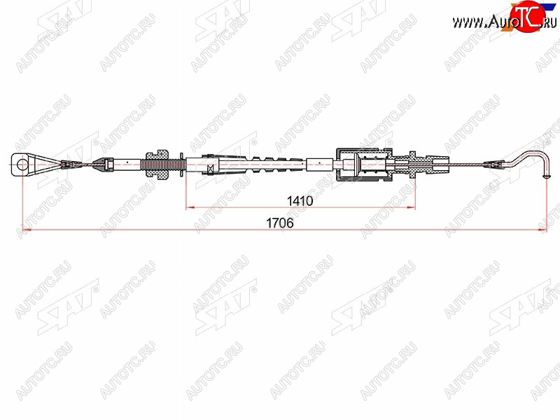 519 р. Трос газа VOLKSWAGEN TRANSPORTER IV 90-03 (1706mm) SAT ST-401-0002  с доставкой в г. Керчь