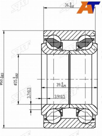 Подшипник передней ступицы NISSAN MARCHMICRACUBE 90-02 SAT ST-40210-41B00