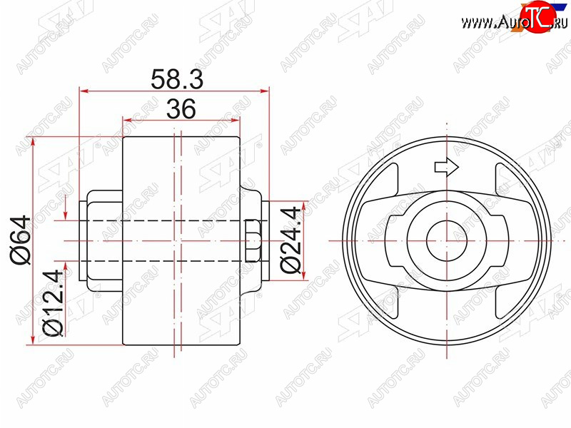 539 р. Сайлентблок Toyota Corolla (E150) 06-13  RAV4 (XA30) 05-13  Lexus NX 14-17  Toyota Auris 06-12  SAT ST-41651-42120  с доставкой в г. Керчь