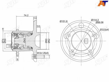 3 679 р. Ступичный узел задн.лев TOYOTA WINDOM MCV30CAMRY ACV40 SAT ST-42460-06010  с доставкой в г. Керчь. Увеличить фотографию 1