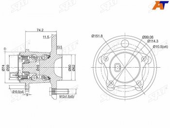 3 679 р. Ступичный узел задн.прав TOYOTA WINDOM MCV30CAMRY ACV40 SAT ST-42450-06040  с доставкой в г. Керчь. Увеличить фотографию 1