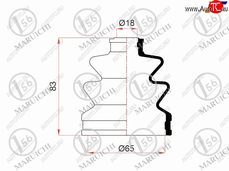 599 р. Пыльник шруса наружный SUBARU OUTBACK 03-09 B13SUZUKI SWIFT04-09 1.3L (2 хомута. резина) MARUICHI 08-414  с доставкой в г. Керчь