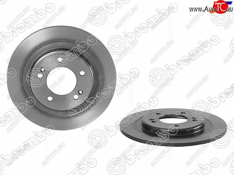 3 299 р. Задний тормозной диск (не вентилируемый, d 284) BREMBO  KIA Ceed  2 JD (2012-2018) дорестайлинг универсал, дорестайлинг, хэтчбэк, рестайлинг универсал, рестайлинг, хэтчбэк  с доставкой в г. Керчь