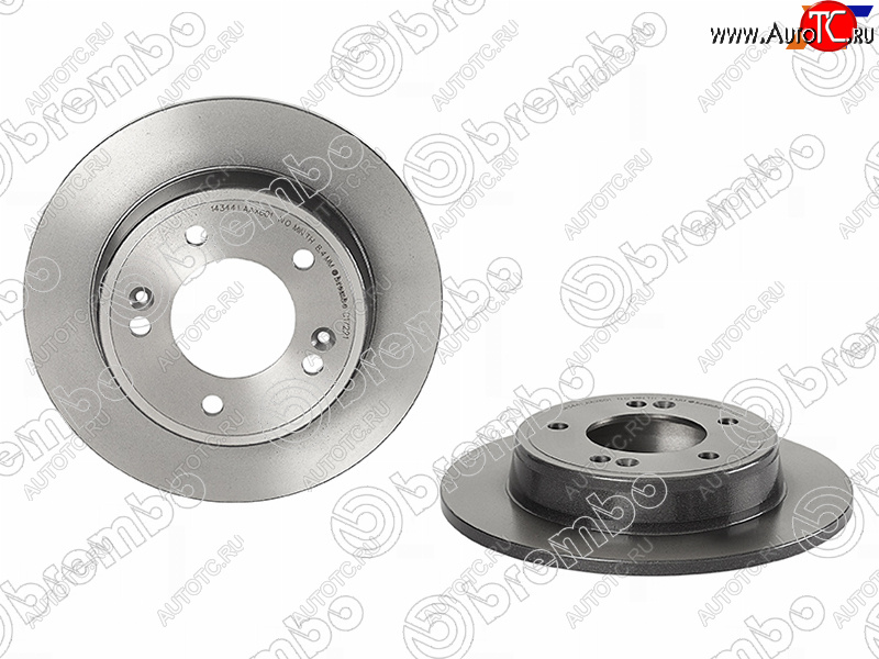 6 499 р. Задний тормозной диск (не вентилируемый, d 262) BREMBO  Hyundai Creta  GS (2015-2021), Hyundai Elantra  MD (2010-2016), KIA Ceed  2 JD (2012-2018), KIA Soul  PS (2014-2019)  с доставкой в г. Керчь