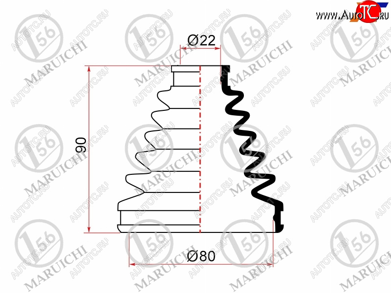 599 р. Пыльник ШРУСа наружный TOYOTA FIELDER 06-12PREMIOALLION ZRT26# 07-10 MARUICHI 02-173  с доставкой в г. Керчь
