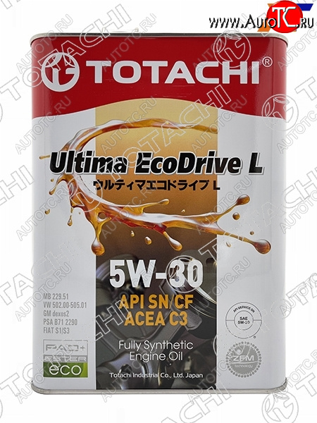 4 099 р. Масло моторное синтетическое TOTACHI Ultima Ecodrive L 5W-30 SNCF, C3 4л TOTACHI 12104  с доставкой в г. Керчь