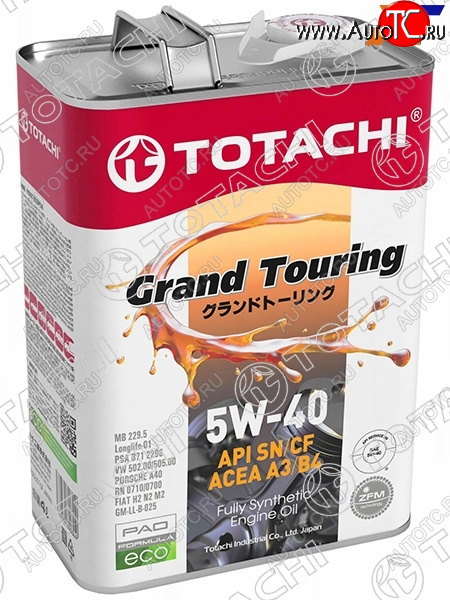 4 499 р. Масло моторное синтетическое TOTACHI Grand Touring 5W-40 SNCF, A3B4 4л TOTACHI 11904  с доставкой в г. Керчь