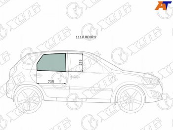 2 569 р. Стекло боковое опускное (Сзади Справа Цвет зеленый) Datsun mi-Do 14-21  on-DO 14-19  LADA Granta XYG 1118 RD/RH  с доставкой в г. Керчь. Увеличить фотографию 1