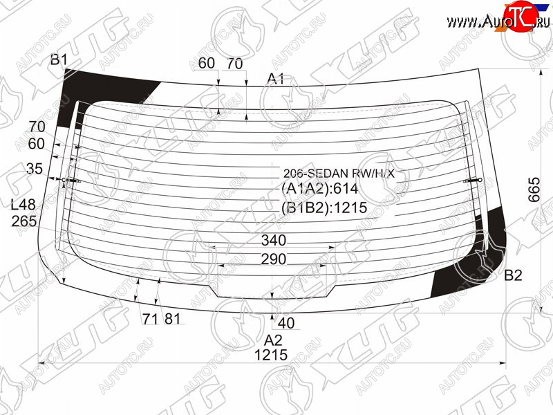 7 999 р. Стекло заднее (Цвет зеленый Обогрев) Peugeot 206 98-09 XYG 206-SEDAN RW/H/X  с доставкой в г. Керчь