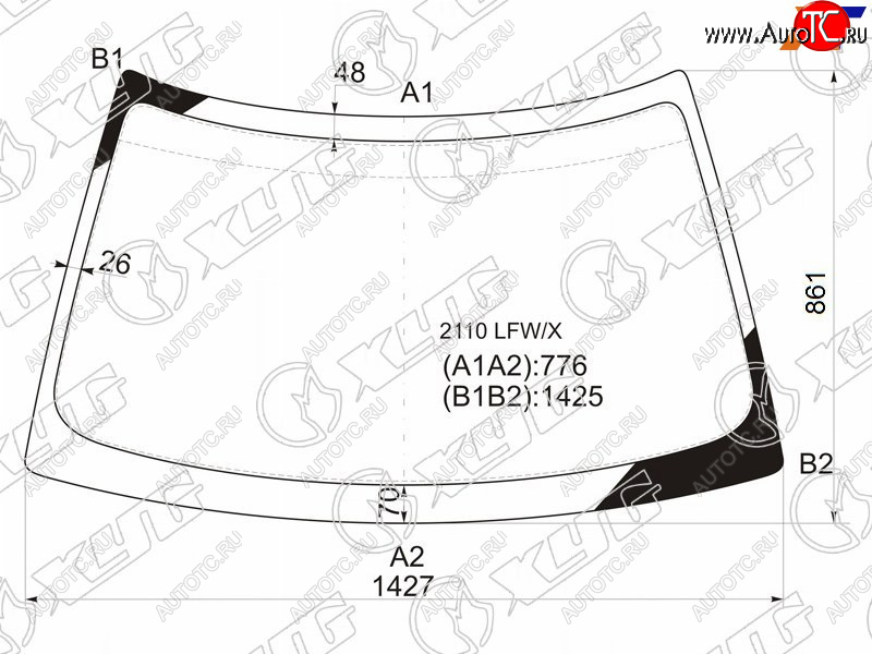 4 899 р. Стекло лобовое LADA 2110 95-14  2111 97-14  2112 99-09  Priora 07-18 XYG 2110 LFW/X  с доставкой в г. Керчь