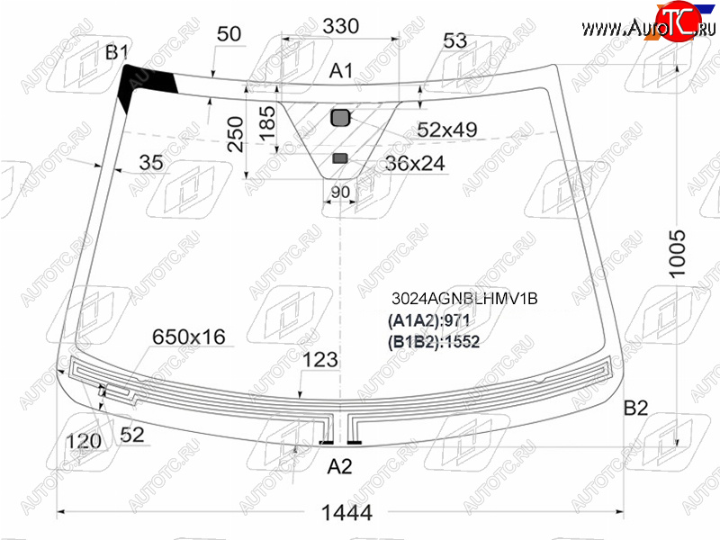 8 849 р. Стекло лобовое (Обогрев щеток Датчик дождя) Chevrolet Captiva 06-15  Opel Antara 06-15  Daewoo Wi FUYAO 3024AGNBLHMV1B  с доставкой в г. Керчь