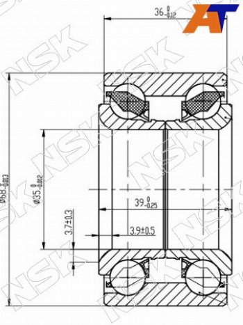 Подшипник передней ступицы NISSAN MARCHMICRACUBE 90-02 NSK 35BWD16JB5CA