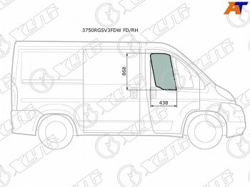 Стекло боковое опускное (Спереди Справа Цвет зеленый) Peugeot Boxer 06-  Citroen Jumper 06-  Fia XYG 3750RGSV3FDW FD/RH
