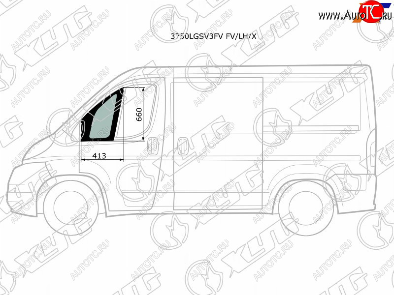 1 969 р. Стекло форточки (Спереди Слева Цвет зеленый) Peugeot Boxer 06-  Citroen Jumper 06-  Fiat Ducato XYG 3750LGSV3FV FV/LH/X  с доставкой в г. Керчь