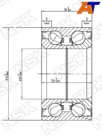 Подшипник передней ступицы наружний TOYOTA RUSHCAMITERIOSPYZAR (без ABS)                          NSK 38BWD21