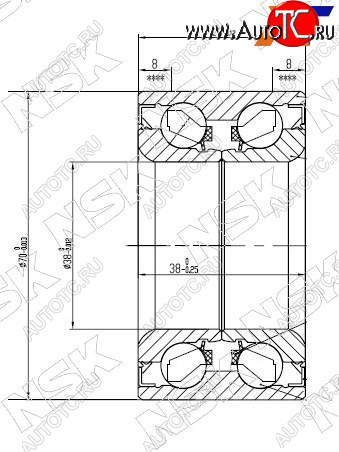 2 679 р. Подшипник передней ступицы наружний TOYOTA RUSHCAMITERIOSPYZAR (без ABS)                          NSK 38BWD21  с доставкой в г. Керчь