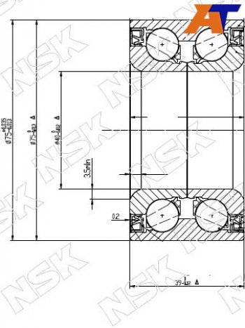 3 399 р. Подшипник передней ступицы TOYOTA VITZBELTARACTIS 05- (с ABS) NSK 40BWD17  с доставкой в г. Керчь. Увеличить фотографию 2