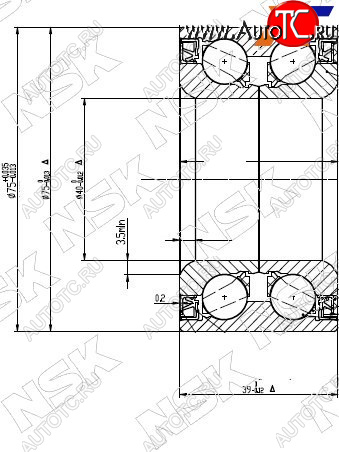 3 399 р. Подшипник передней ступицы TOYOTA VITZBELTARACTIS 05- (с ABS) NSK 40BWD17  с доставкой в г. Керчь