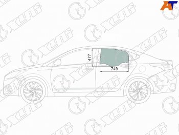 2 699 р. Стекло боковое опускное (Сзади Слева Цвет зеленый Крепления) Hyundai Solaris 17-20  Accent 17-22 XYG 4168LGNS4RD RD/LH  с доставкой в г. Керчь. Увеличить фотографию 1