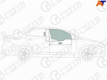 2 569 р. Стекло боковое опускное (Спереди Справа Цвет зеленый Крепления) Hyundai Solaris 17-20  Accent 17 XYG 4168RGNS4FD FD/RH  с доставкой в г. Керчь. Увеличить фотографию 1