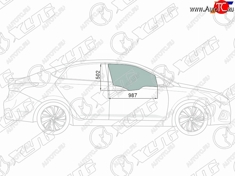 2 569 р. Стекло боковое опускное (Спереди Справа Цвет зеленый Крепления) Hyundai Solaris 17-20  Accent 17 XYG 4168RGNS4FD FD/RH  с доставкой в г. Керчь