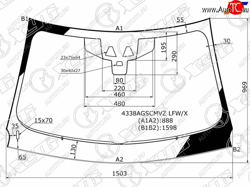 11 299 р. Стекло лобовое (Две камеры Датчик дождя Молдинг) Jaguar XE 15-                                     XYG 4338AGSCMVZ LFW/X  с доставкой в г. Керчь