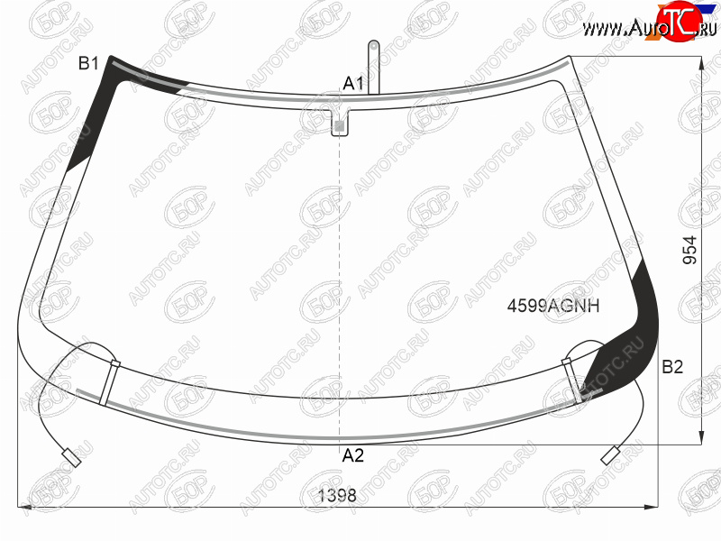 14 699 р. Стекло лобовое (Обогрев полный) Datsun mi-Do 14-  on-DO 14-19  LADA Granta 11-  Kalina Sport 14-1 BOR 4599AGNH  с доставкой в г. Керчь