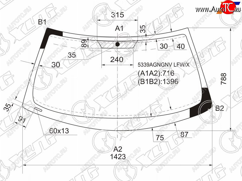 9 349 р. Стекло лобовое Mercedes-Benz SLK-Class 96-04 XYG 5339AGNGNV LFW/X  с доставкой в г. Керчь