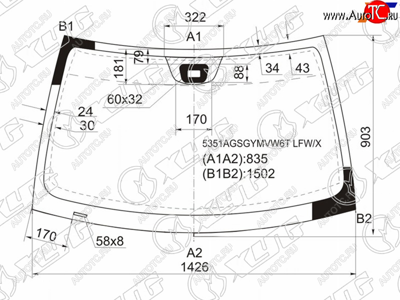 8 899 р. Стекло лобовое (Датчик дождя) XYG Mercedes-Benz C-Class S203 дорестайлинг универсал (2001-2004)  с доставкой в г. Керчь
