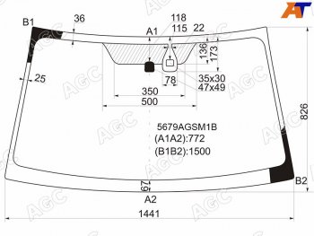 9 849 р. Стекло лобовое + дд MITSUBISHI L200 06-15 PAJEROMONTERO SPORT 08-15                                AGC 5679AGSM1B  с доставкой в г. Керчь. Увеличить фотографию 1