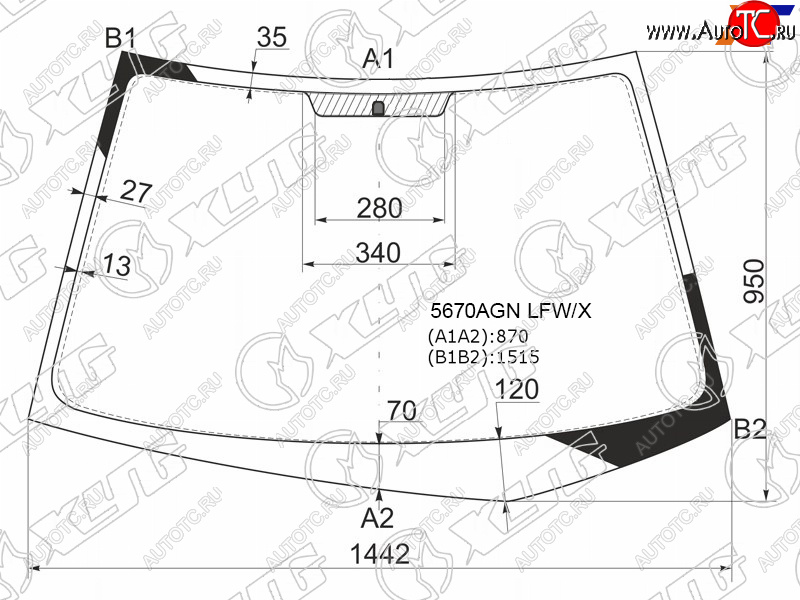 5 999 р. Стекло лобовое Mitsubishi Lancer 02-10  Lancer Evolution 01-08 XYG 5670AGN LFW/X  с доставкой в г. Керчь