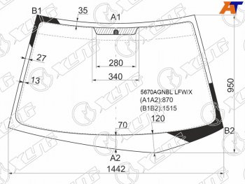 5 249 р. Стекло лобовое Mitsubishi Lancer 02-10  Lancer Evolution 01-08 XYG 5670AGNBL LFW/X  с доставкой в г. Керчь. Увеличить фотографию 1