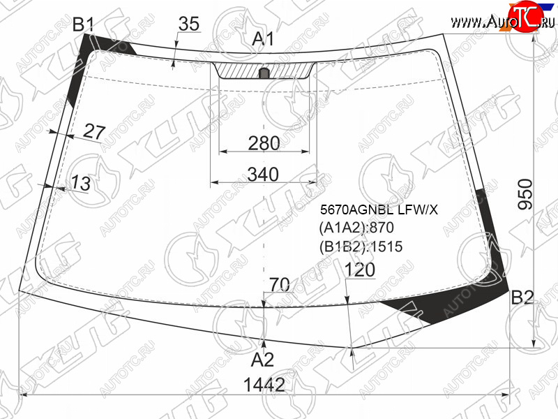 5 249 р. Стекло лобовое Mitsubishi Lancer 02-10  Lancer Evolution 01-08 XYG 5670AGNBL LFW/X  с доставкой в г. Керчь