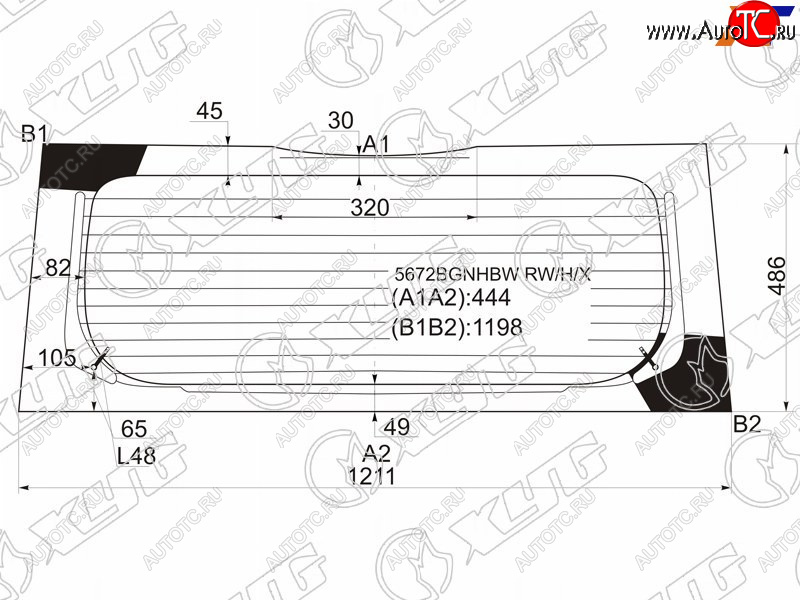 7 999 р. Стекло заднее (Цвет зеленый Обогрев) Mitsubishi Colt 02-12 XYG 5672BGNHBW RW/H/X  с доставкой в г. Керчь