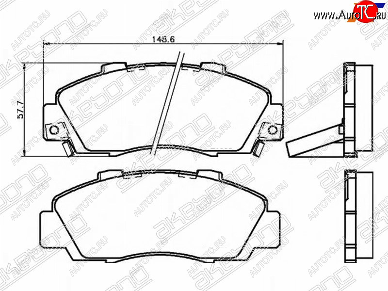 2 149 р. Колодки тормозные AKEBONO (передние) Honda StepWagon RF1,RF2 минивэн дорестайлинг (1996-1999)  с доставкой в г. Керчь