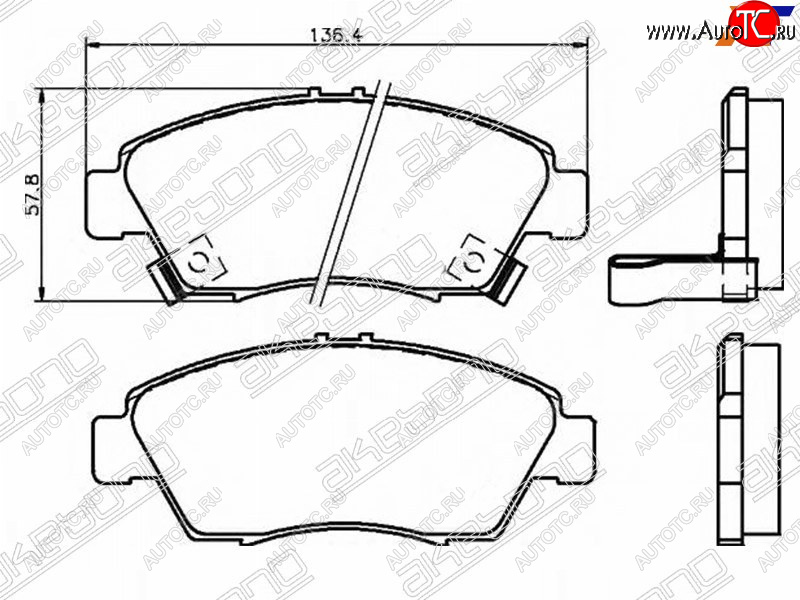 2 149 р. Колодки тормозные AKEBONO (передние) Honda Civic EP хэтчбэк 3 дв. рестайлинг (2003-2006)  с доставкой в г. Керчь