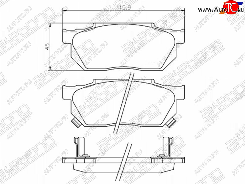 2 089 р. Колодки тормозные AKEBONO (передние) Honda Fit 1 GD дорестайлинг (2001-2004)  с доставкой в г. Керчь
