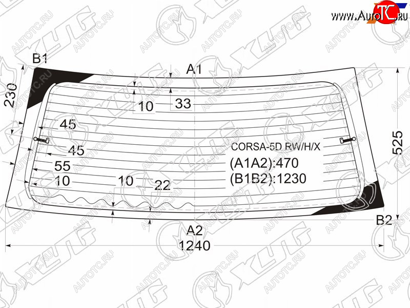 6 599 р. Стекло заднее с обогревом OPEL CORSA 5D HBK 93-00                                                    XYG CORSA-5D RW/H/X  с доставкой в г. Керчь