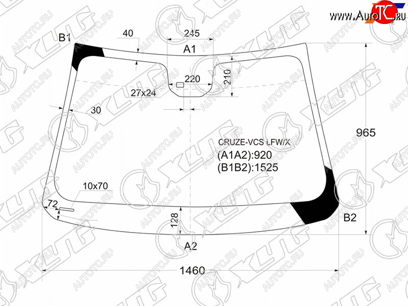 5 499 р. Стекло лобовое (Датчик дождя) Chevrolet Cruze 09-15  Daewoo Lacetti 08-11 XYG CRUZE-VCS LFW/X  с доставкой в г. Керчь