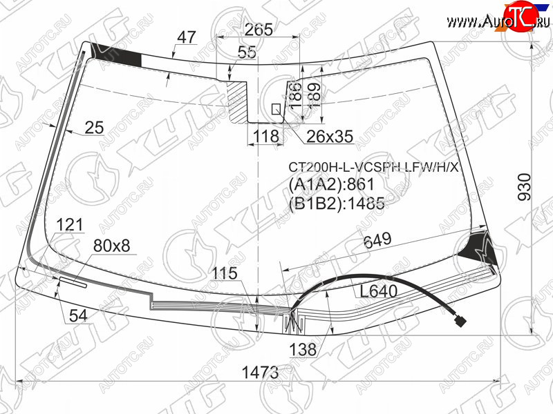 7 999 р. Стекло лобовое (Обогрев щеток Датчик дождя) Lexus CT 11- XYG CT200H-L-VCSPH LFW/H/X  с доставкой в г. Керчь